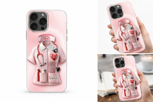 Personalized Nurse Phone Case – Custom Name iPhone Cover 💖